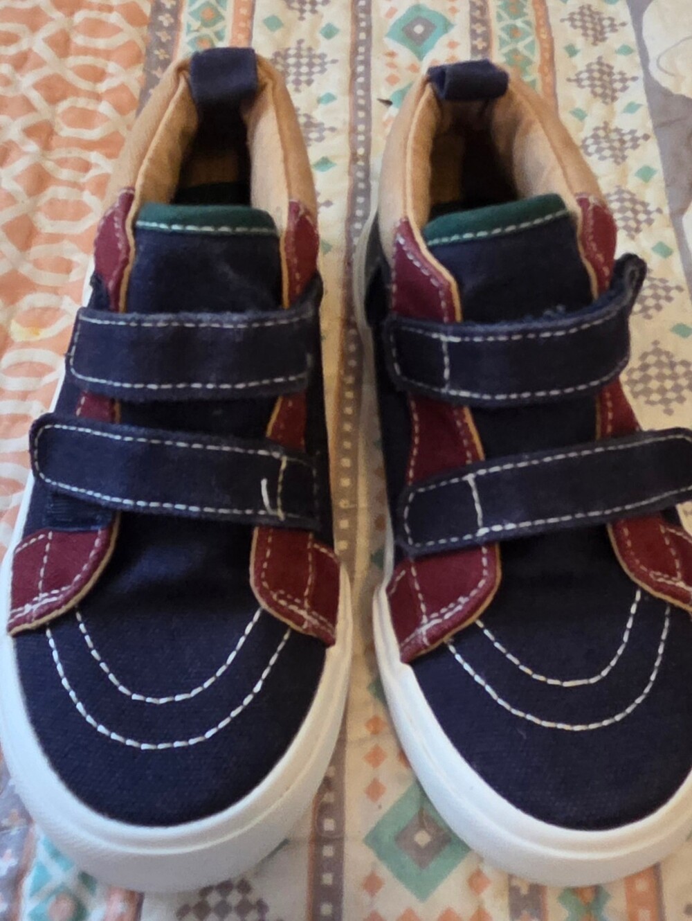 Kid's Old Navy Green, Blue and Burgundy Double Velcro Sneakers Size 10